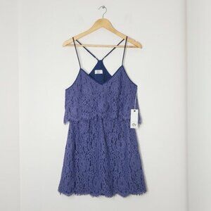 Dolce Vita Women's Purple Blue Sleeveless Strappy Lace Overlay Mini Dress Size L